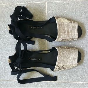NewbarK Animal Print Ankle Wrap Sandals